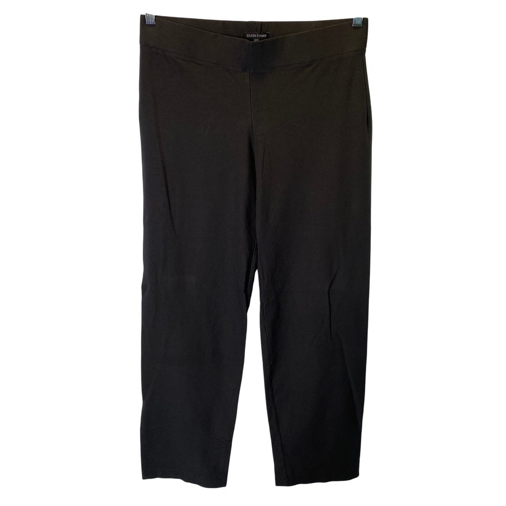 Eileen Fisher Pants Women Medium Black Stretch Straight Leg Capsule Office